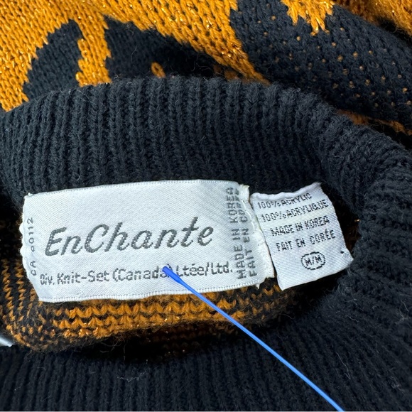 Enchante knit sweater sparkly glitter orange black knitted warm cozy grandmacore - Picture 8 of 8